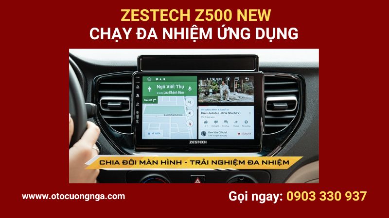 màn hình zestech z500 new chạy đa nhiệm ứng dụng 