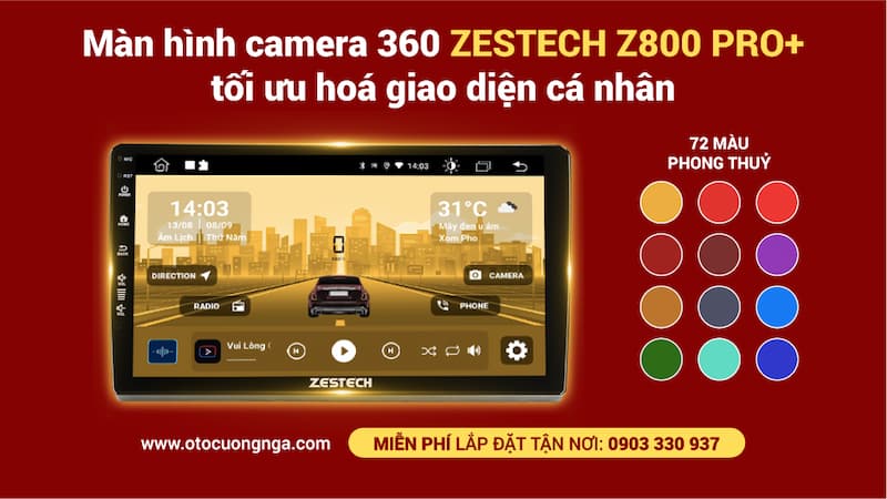 Màn hình camera 360 zestech z800 pro+ tối  ưu hoá giao diện cá nhân
