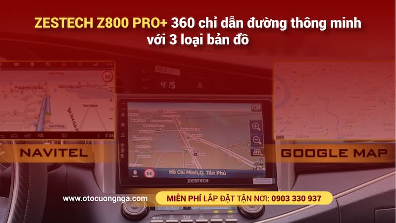 Zestech z800 pro+ 360 chỉ dẫn đường thông minh với 3 loại bản đồ